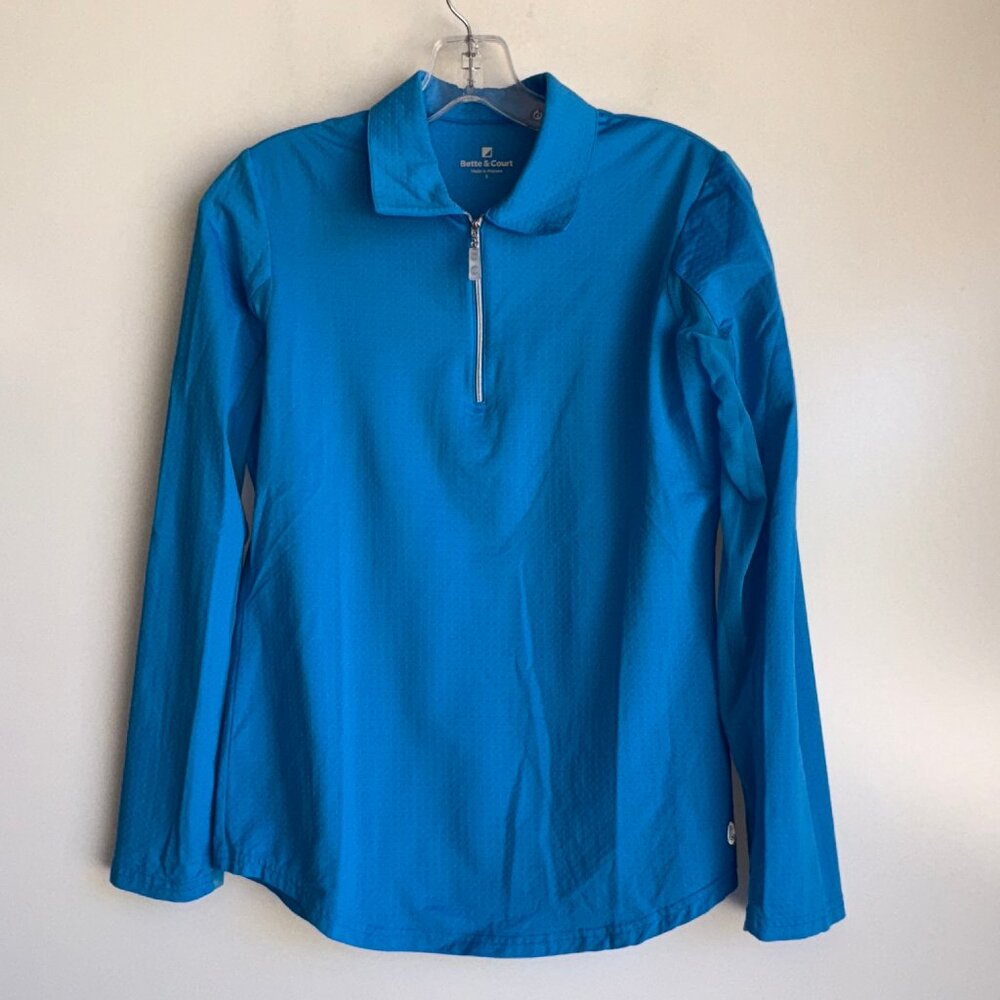Bette & Court Long Sleeve Quarter Zip Golf Top Size Small Blue